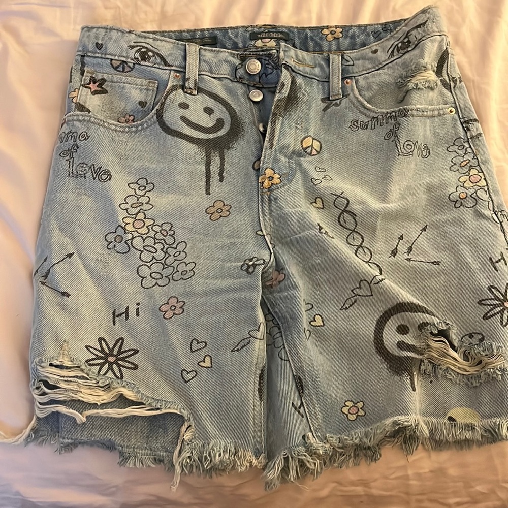 size 8, denim shorts, from Target